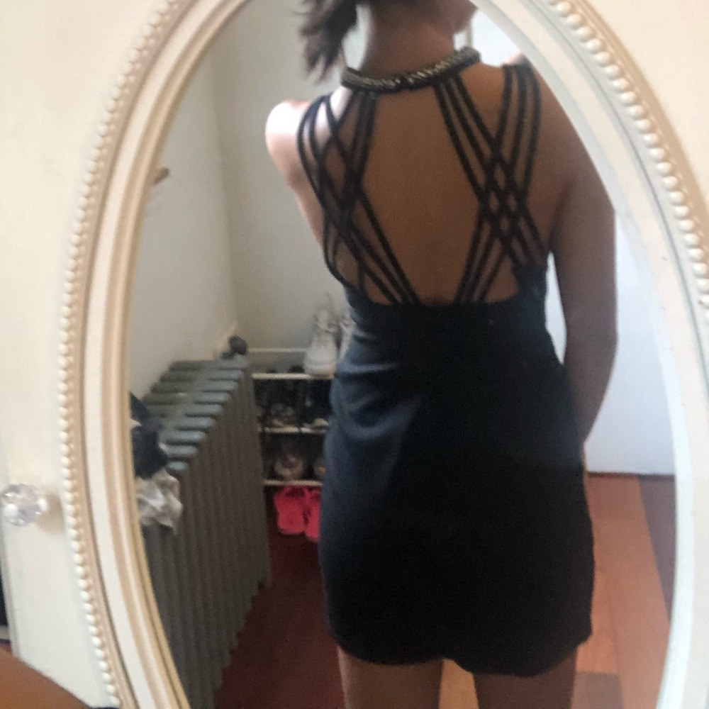 Open back black dress